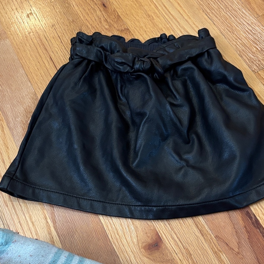 art class Black Faux Leather Paperbag Waist Mini Skirt with Belt